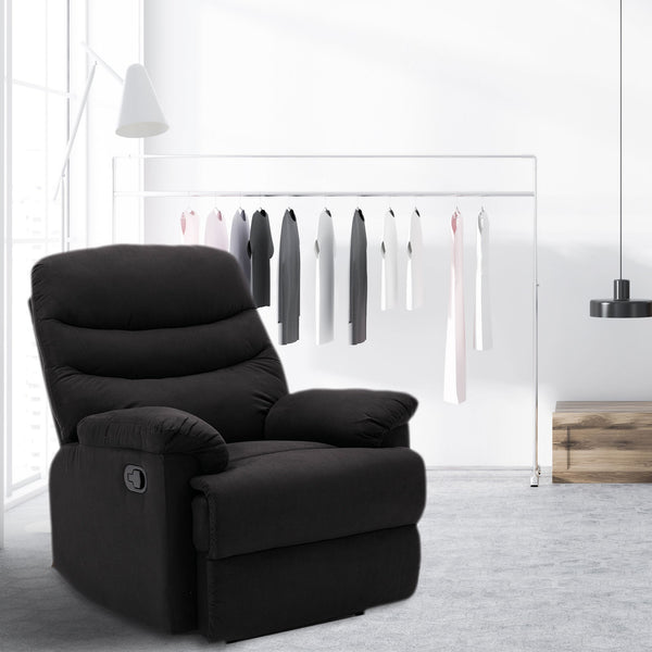 Primo Black Suede Massaging Recliner Chair