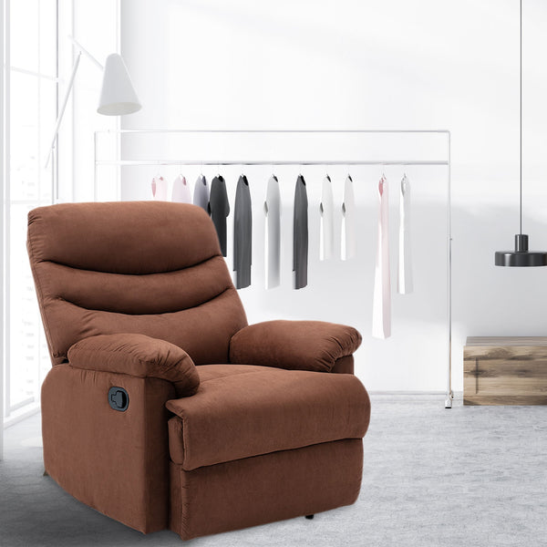 Primo Brown Suede Massaging Recliner Chair