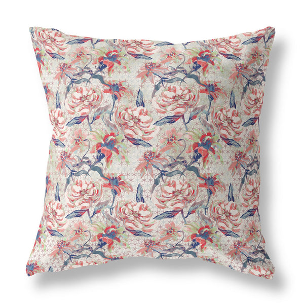 16' Red Light Indigo Roses Indoor Outdoor Throw Pillow