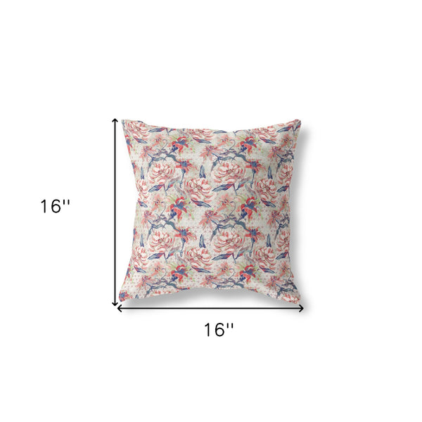 16' Red Light Indigo Roses Indoor Outdoor Throw Pillow