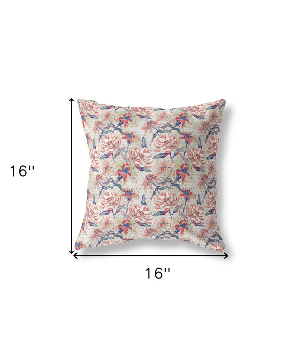 16' Red Light Indigo Roses Indoor Outdoor Throw Pillow