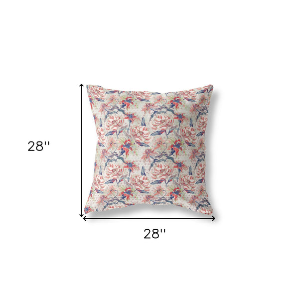 28' Red Light Indigo Roses Indoor Outdoor Throw Pillow