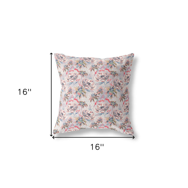 16' Lavender Pink Roses Indoor Outdoor Throw Pillow