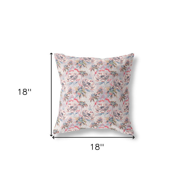 18' Lavender Pink Roses Indoor Outdoor Throw Pillow