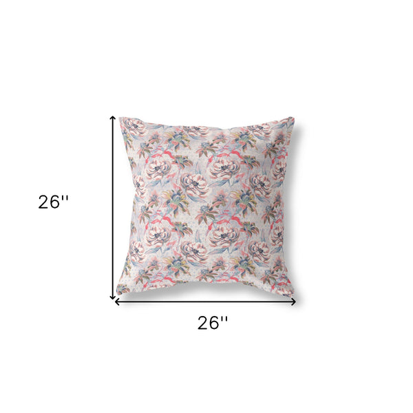 26' Lavender Pink Roses Indoor Outdoor Throw Pillow