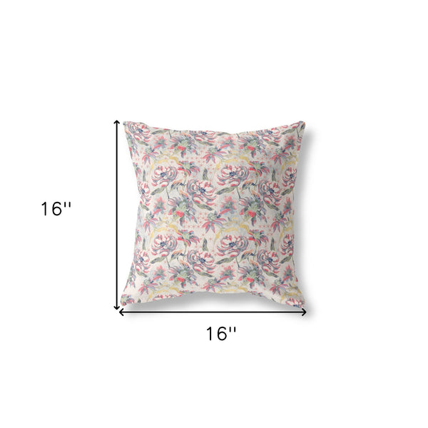 16' Pink Yellow Roses Indoor Outdoor Throw Pillow