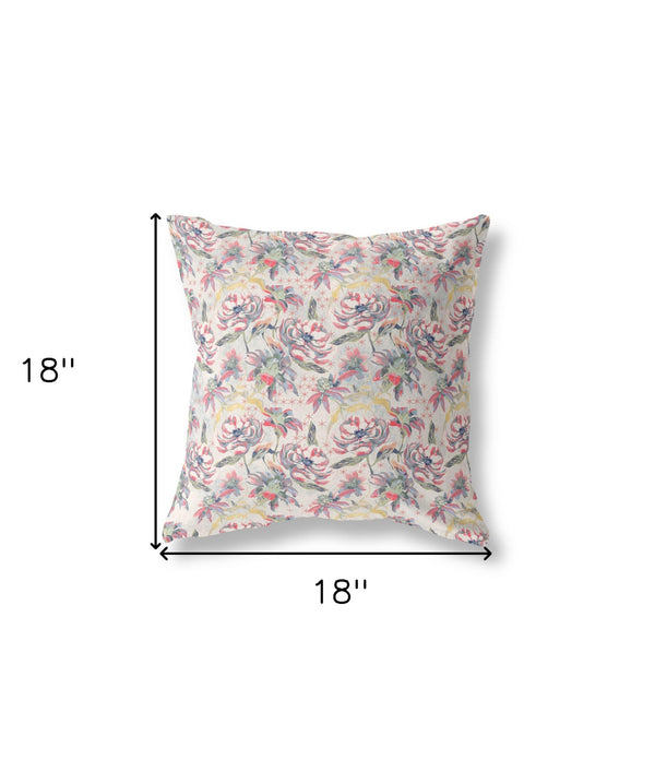 18' Pink Yellow Roses Indoor Outdoor Throw Pillow