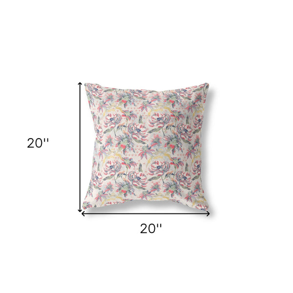 20' Pink Yellow Roses Indoor Outdoor Throw Pillow