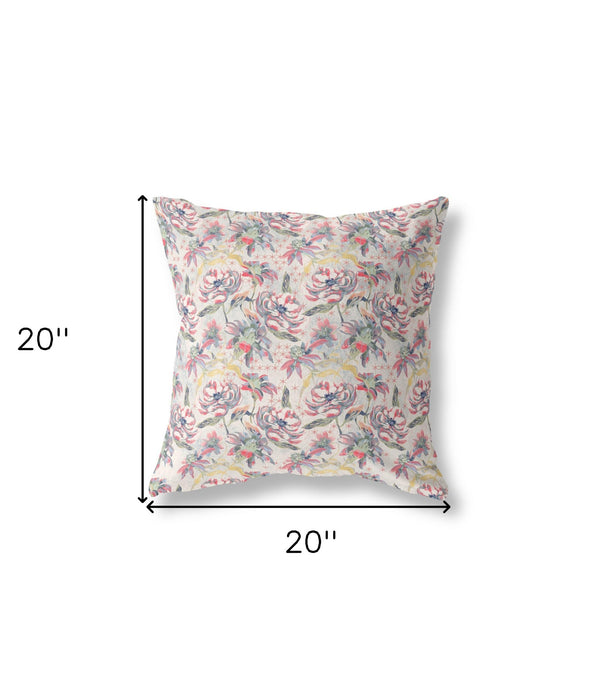 20' Pink Yellow Roses Indoor Outdoor Throw Pillow