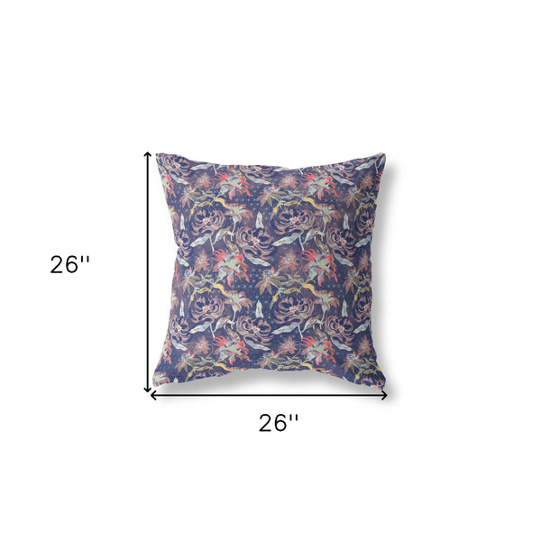 26' Midnight Blue Roses Indoor Outdoor Throw Pillow