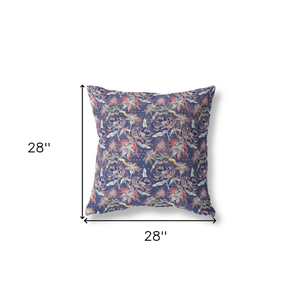 28' Midnight Blue Roses Indoor Outdoor Throw Pillow