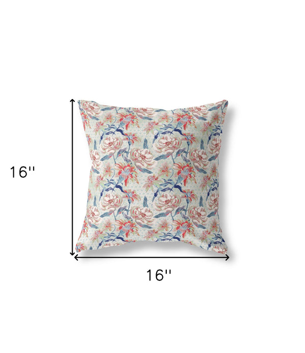 16' Red Indigo Roses Indoor Outdoor Throw Pillow