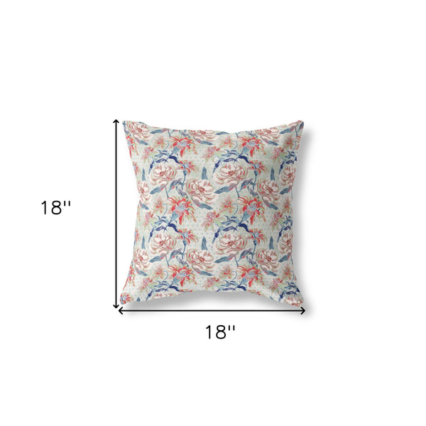 18' Red Indigo Roses Indoor Outdoor Throw Pillow