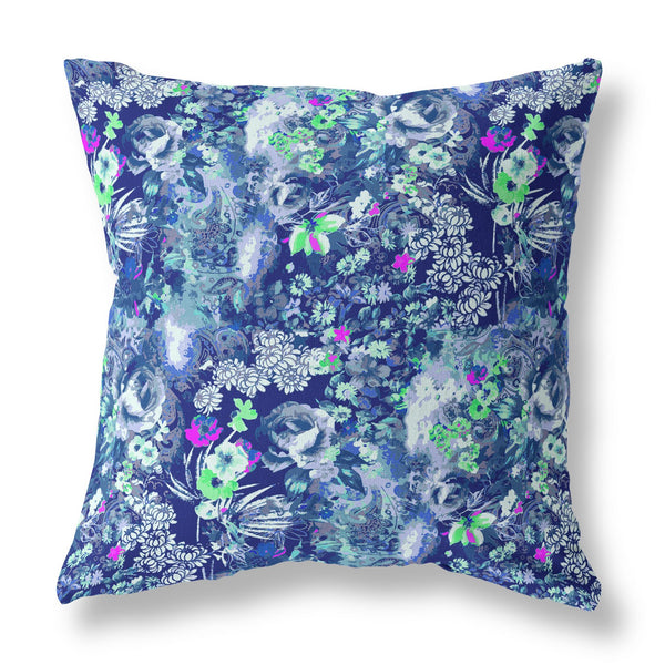 20" Purple Blue Springtime Indoor Outdoor Throw Pillow