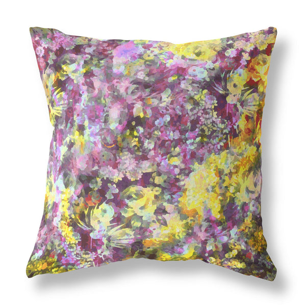 20" Purple Yellow Springtime Indoor Outdoor Throw Pillow