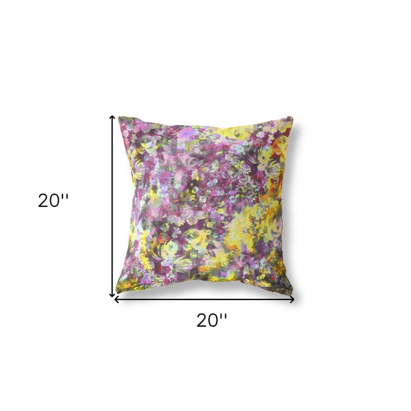 20" Purple Yellow Springtime Indoor Outdoor Throw Pillow