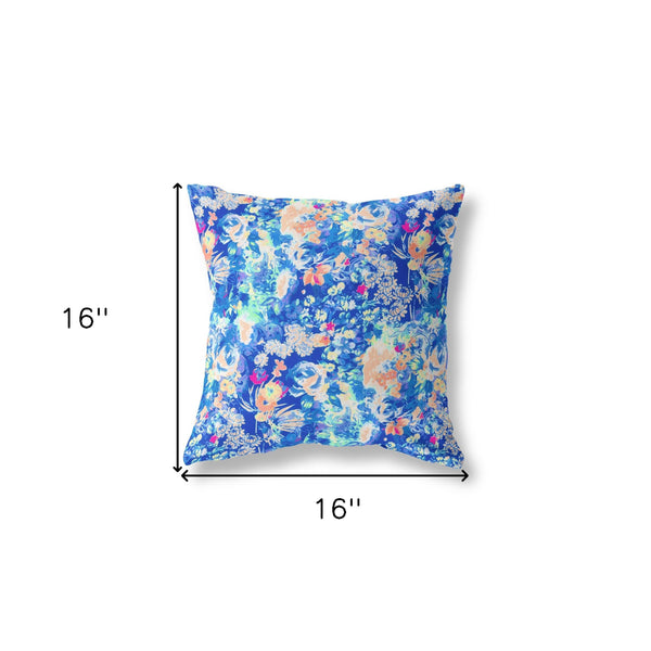 16" Bright Blue Springtime Indoor Outdoor Throw Pillow