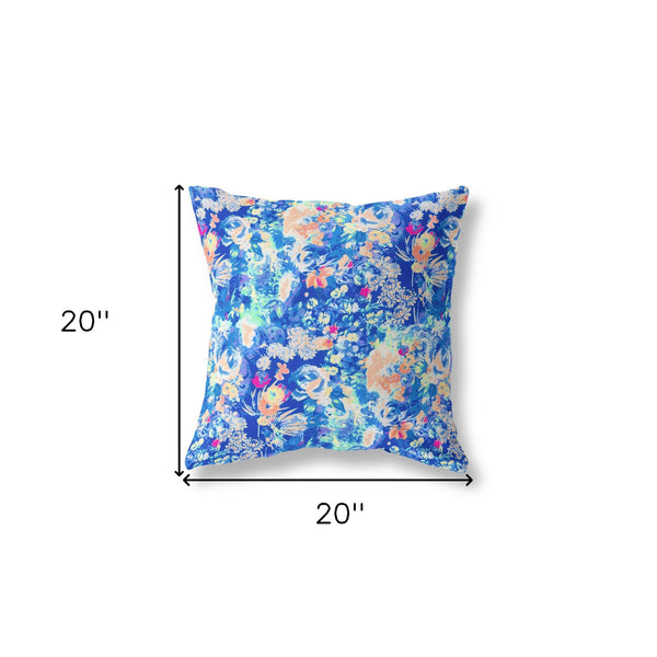 20" Bright Blue Springtime Indoor Outdoor Throw Pillow