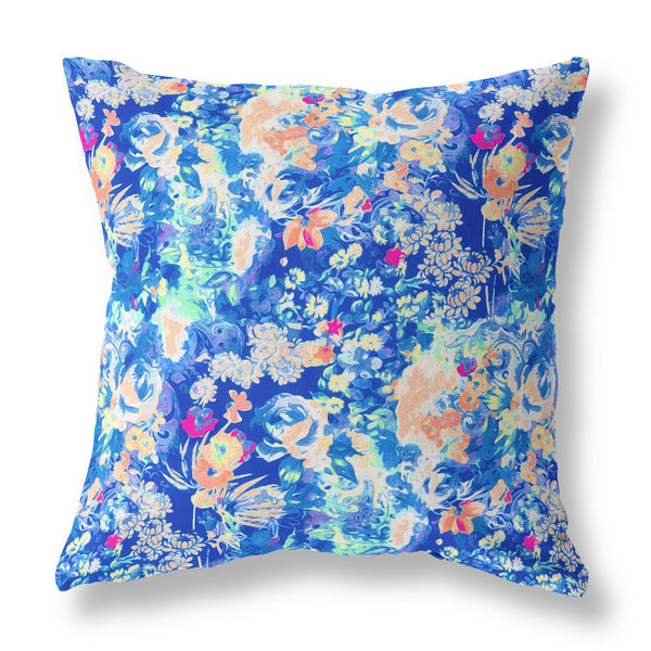 28" Bright Blue Springtime Indoor Outdoor Throw Pillow