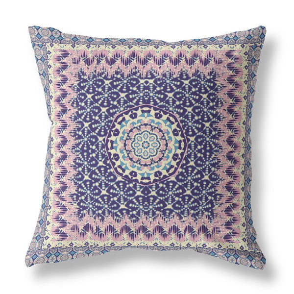 16' Pink Indigo Holy Floral Indoor Outdoor Throw Pillow