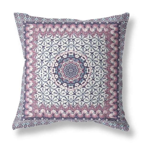 16' Pink Gray Holy Floral Indoor Outdoor Throw Pillow