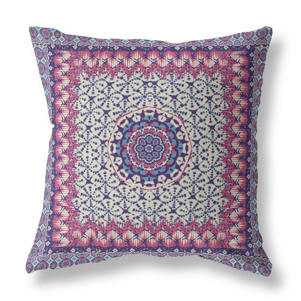 16' Magenta Indigo Holy Floral Indoor Outdoor Throw Pillow