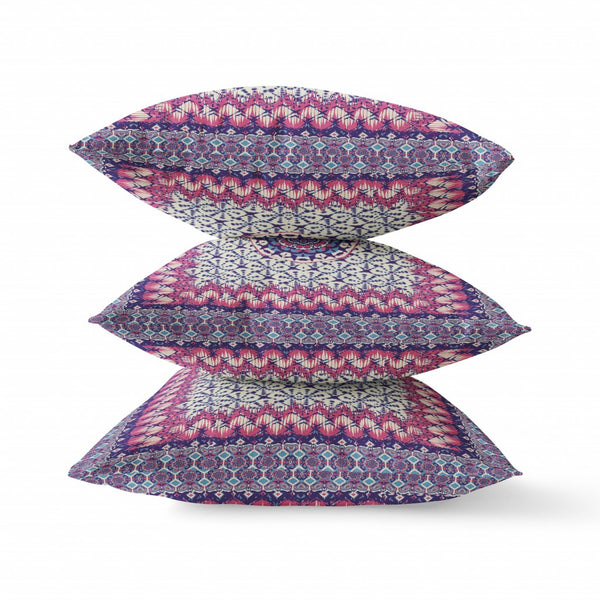 20' Magenta Indigo Holy Floral Indoor Outdoor Throw Pillow