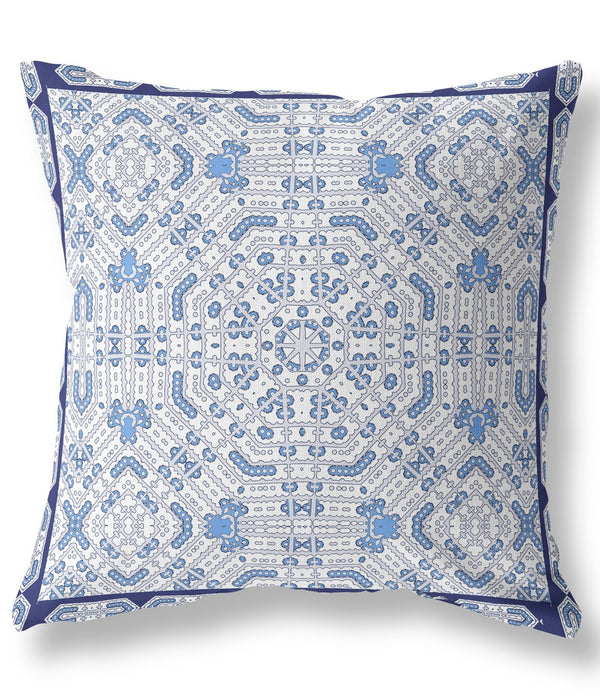 18' Blue Gray Geostar Indoor Outdoor Throw Pillow