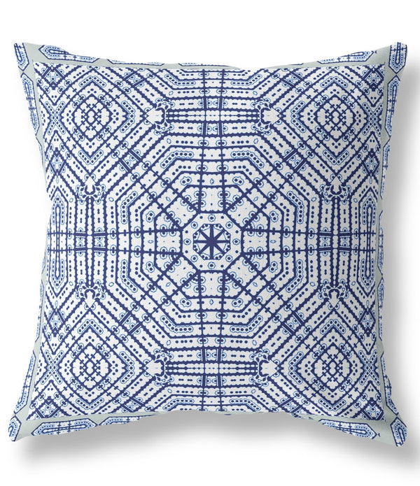 16' Navy White Geostar Indoor Outdoor Throw Pillow