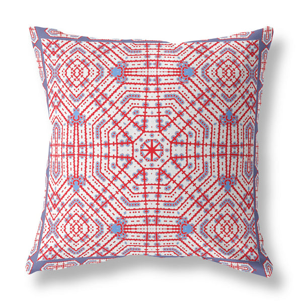 16' Red White Geostar Indoor Outdoor Throw Pillow