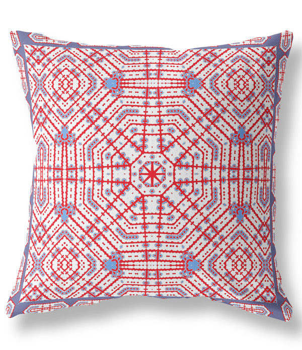 18' Red White Geostar Indoor Outdoor Throw Pillow