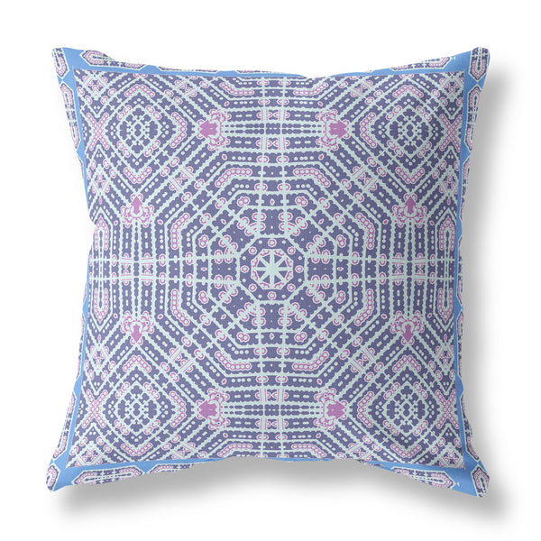 16' Lilac Blue Geostar Indoor Outdoor Throw Pillow