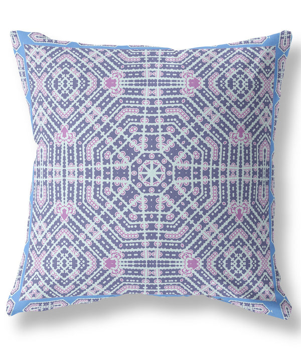 16' Lilac Blue Geostar Indoor Outdoor Throw Pillow