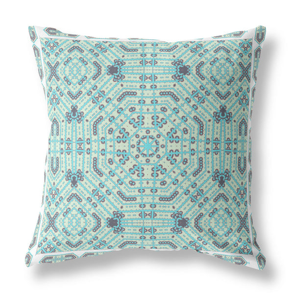 16' Aqua Geostar Indoor Outdoor Throw Pillow