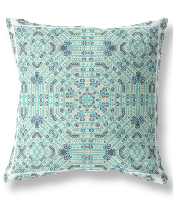 16' Aqua Geostar Indoor Outdoor Throw Pillow