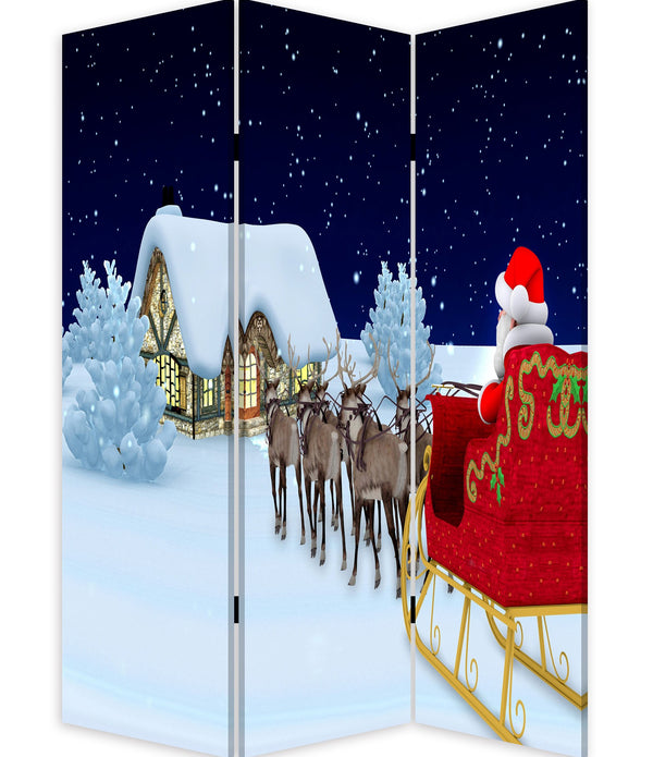 Festive Merry Christmas Three Panel Room Divider Screen