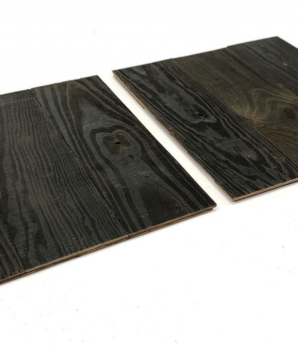 Set of Two Black Rustic Wood Wall Art Hanging Panels