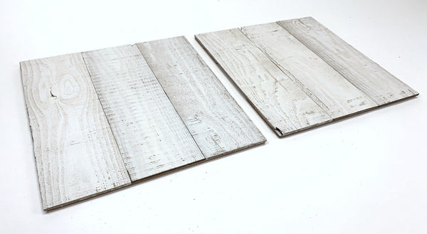 Set of Two Whitewash Rustic Wood Wall Art Hanging Panels