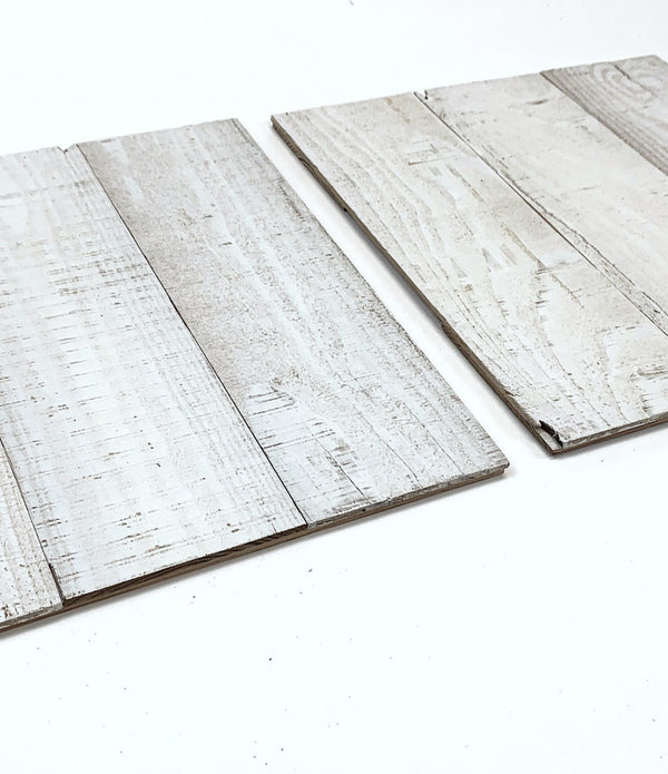 Set of Two Whitewash Rustic Wood Wall Art Hanging Panels