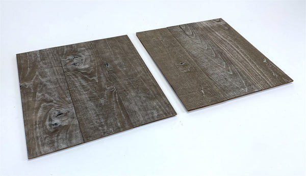 Set of Two Greywash Rustic Wood Wall Art Hanging Panels