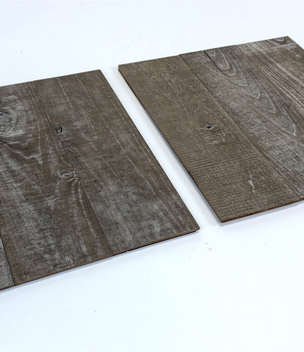 Set of Two Greywash Rustic Wood Wall Art Hanging Panels