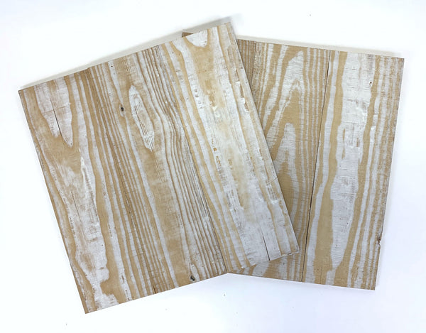 Set of Two Whitewash and Natural Wood Wall Art Hanging Panels