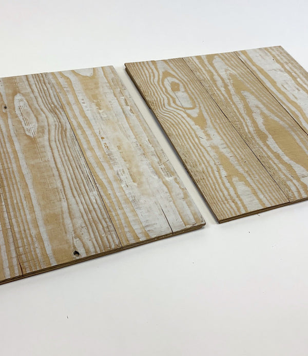 Set of Two Whitewash and Natural Wood Wall Art Hanging Panels