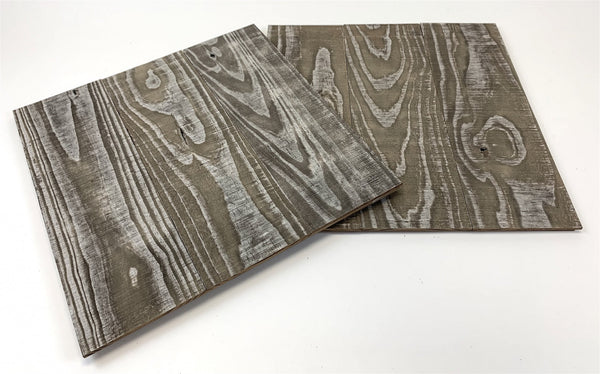 Set of Two Greywash and Natural Wood Wall Art Hanging Panels