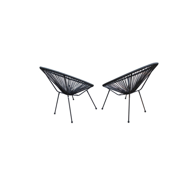 Set of Two Black Mod Indoor Outdoor String Chairs