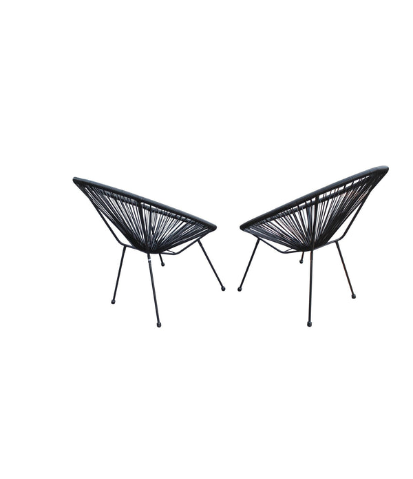 Set of Two Black Mod Indoor Outdoor String Chairs