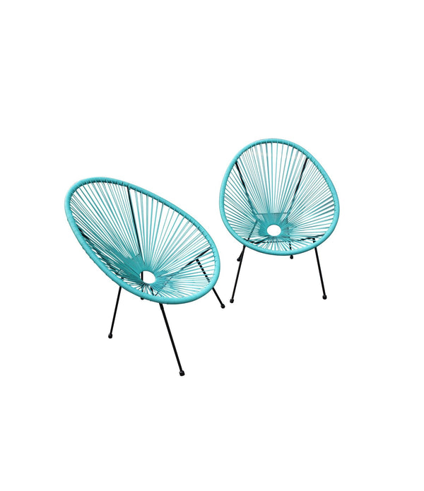 Set of Two Teal Mod Indoor Outdoor String Chairs