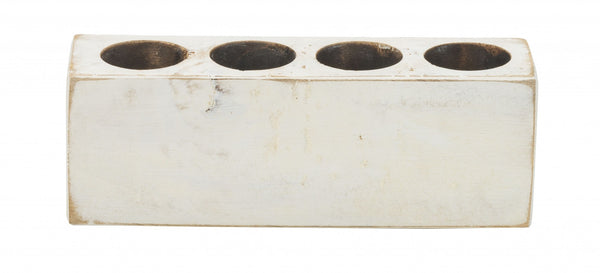 Distressed White 4 Hole Sugar Mold Candle Holder