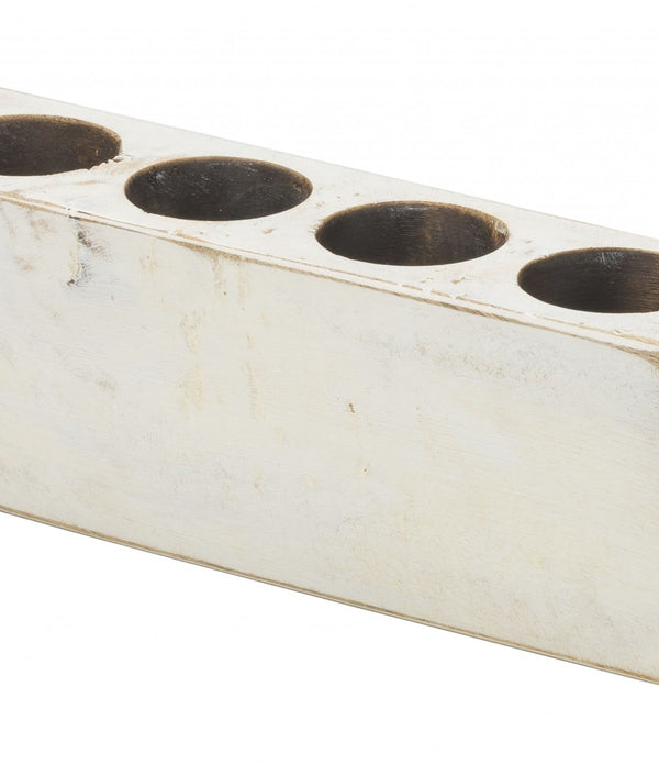 Distressed White 4 Hole Sugar Mold Candle Holder