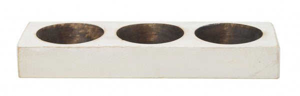 Distressed White 3 Hole Cheese Mold Candle Holder